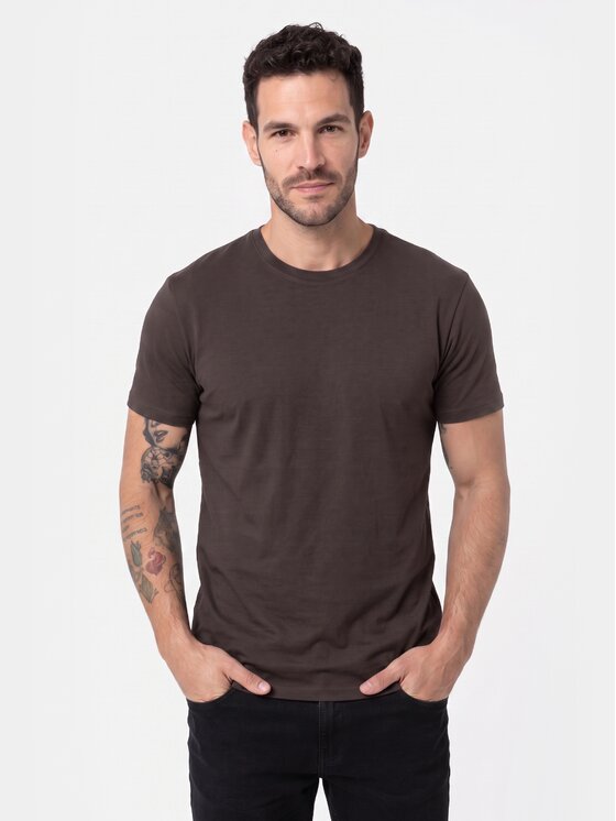 BASICLO BASICLO T-Shirt W-2325-132 Brązowy Regular Fit