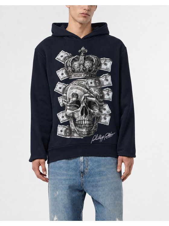 PHILIPP PLEIN PHILIPP PLEIN Mikina 31089 Tmavomodrá Regular Fit