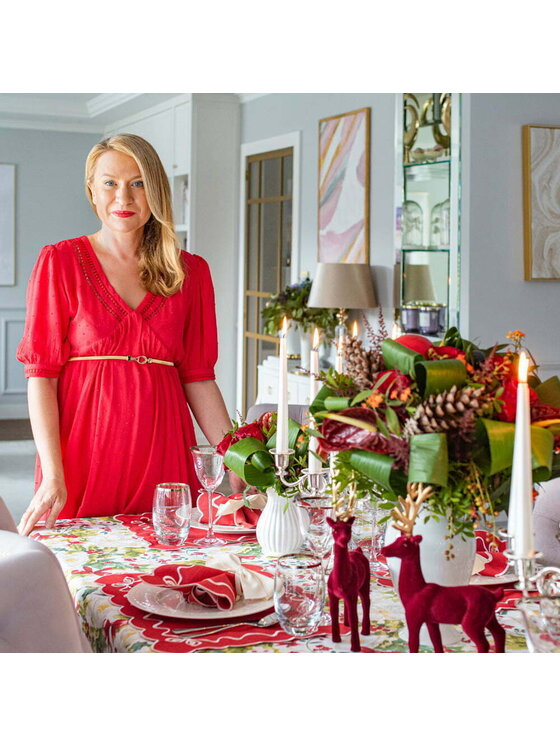 Roseberry Home Roseberry Home Serwetki haftowane Christmas Bows Czerwony