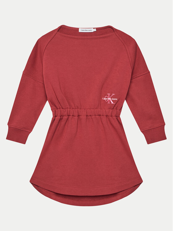 Calvin Klein Jeans Calvin Klein Jeans Strickkleid Monogram IG0IG02316 M Rot Relaxed Fit