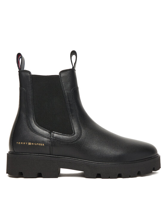 Tommy Hilfiger Tommy Hilfiger Štibletai Lthr Low Chelsea FW0FW08775 Juoda