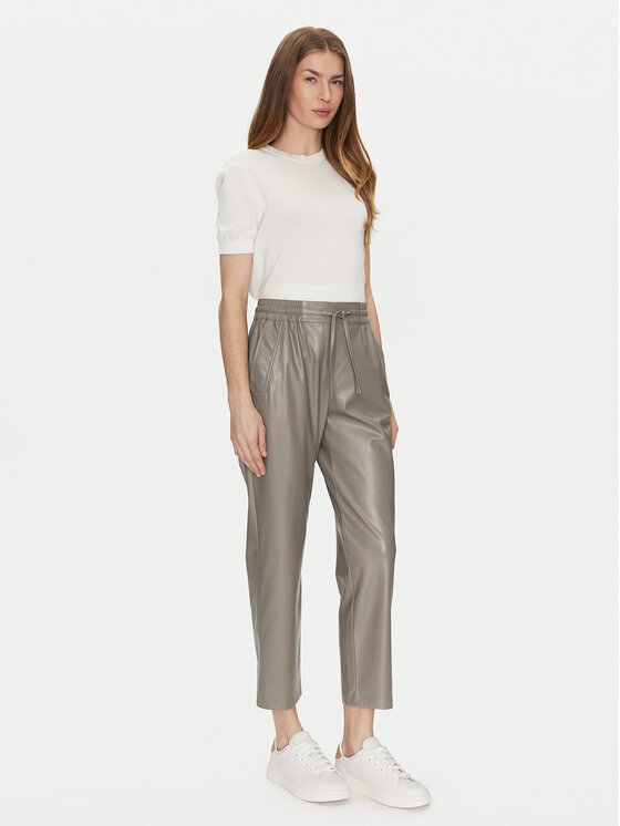 Marella Marella Spodnie z imitacji skóry Selva 2423786014 Beżowy Regular Fit