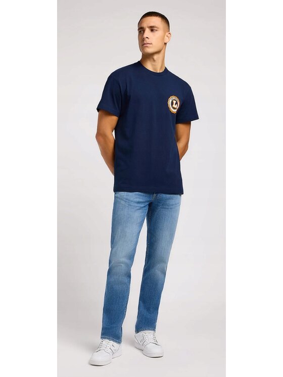 Lee Lee T-Shirt Varsity Tee Niebieski Relaxed Fit