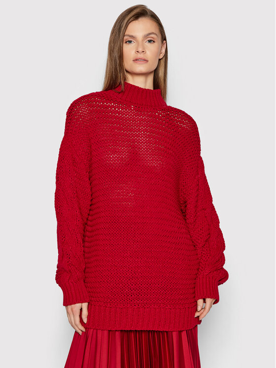 NA-KD Pulover 1100-004499-4046-003 Roșu Relaxed Fit