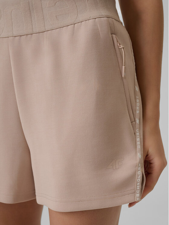 4F 4F Szorty sportowe COZY Beżowy Slim Fit