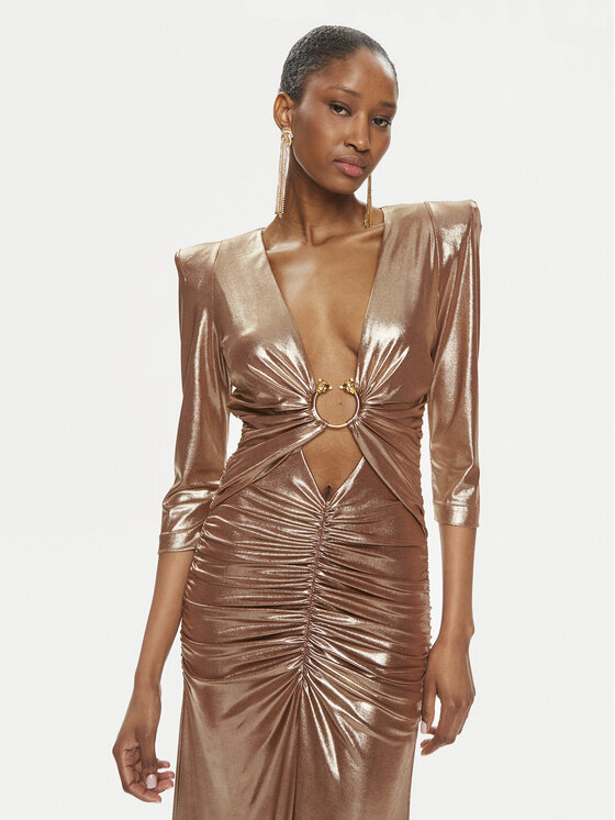 Babylon Babylon Abendkleid S00858 Goldfarben Slim Fit
