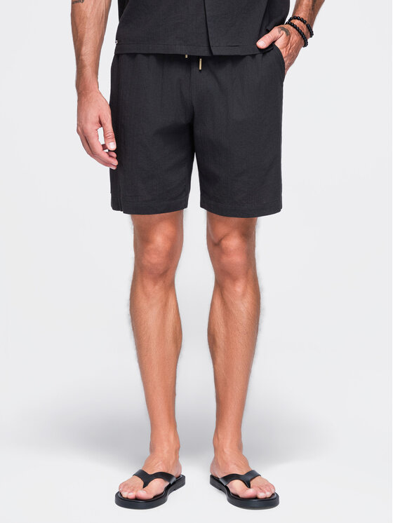 Ombre Ombre Szorty materiałowe OM-SRCS-0209 Czarny Regular Fit