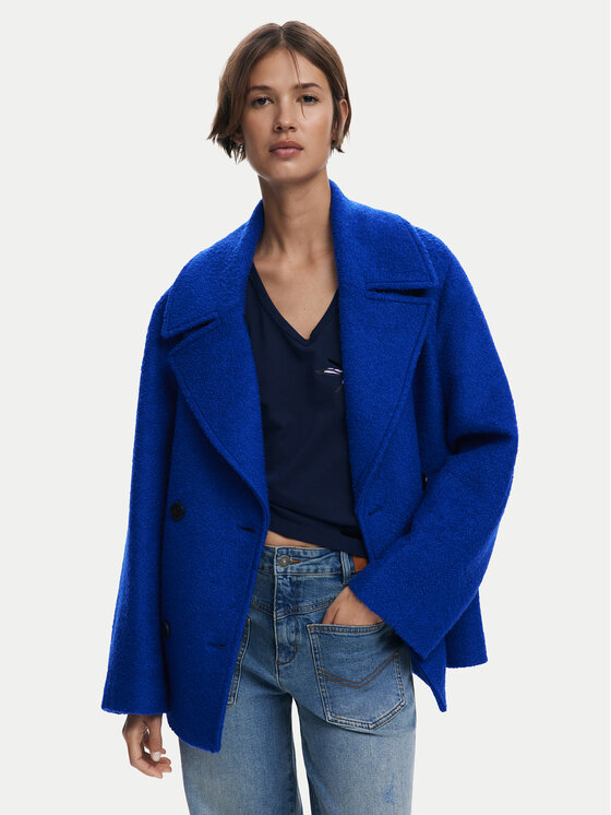 Desigual Desigual Cappotto di lana Shortcolor 25WWEW11 Blu Regular Fit