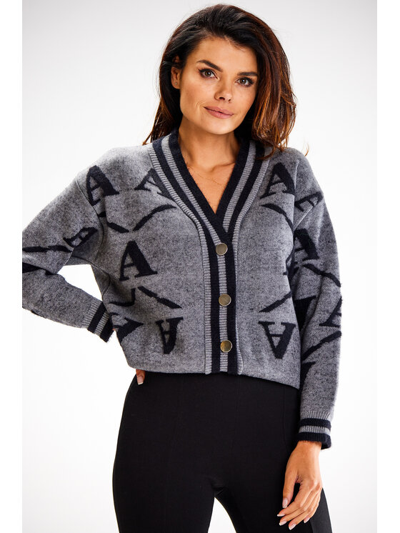 Awama Awama Sweter A614 Szary Basic Fit