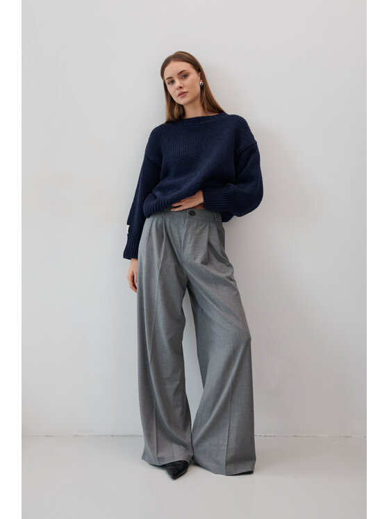 Fobya Fobya Sweter F2057 Granatowy Basic Fit
