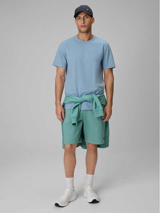 4F 4F T-Shirt BASIC+ Niebieski jasny Regular Fit