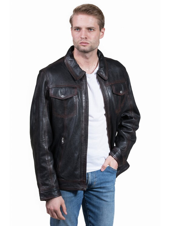 David Ryan David Ryan Kurtka skórzana ROCCO Czarny Regular Fit