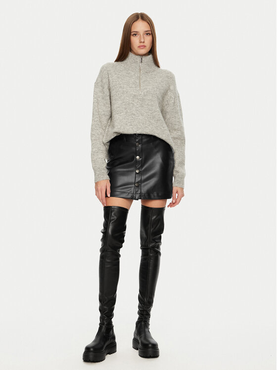ONLY ONLY Dirbtinės odos sijonas Amazing 15331876 Juoda Slim Fit