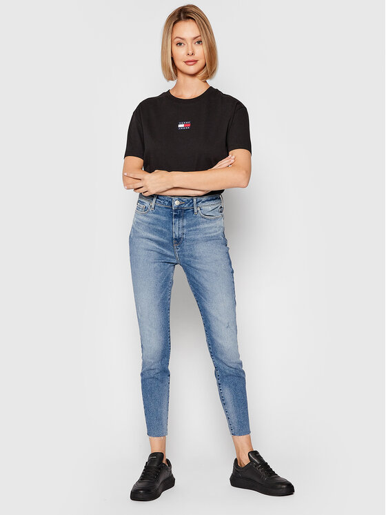 Tommy Jeans Marškinėliai Tjw Center Badge DW0DW10404 Juoda Relaxed Fit •  Modivo.lt