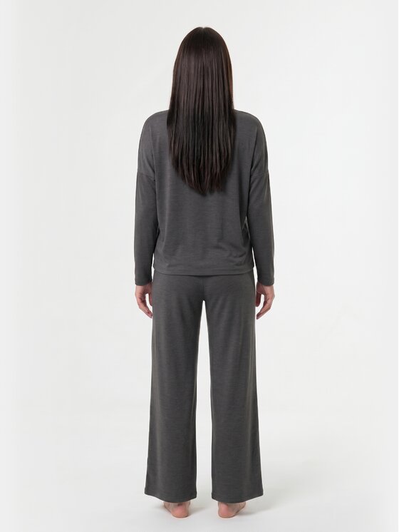 BASICLO BASICLO Longsleeve W-2309-690 Szary ciemny Oversize