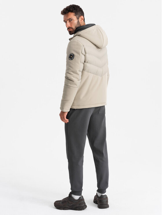 Ombre Ombre Kurtka puchowa OM-JALP-0172 Beżowy Regular Fit