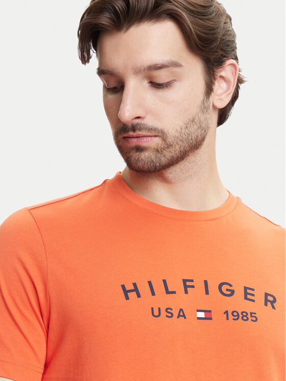 Tommy Hilfiger Tommy Hilfiger T-Shirt Fathers Day MW0MW39356 Pomarańczowy Regular Fit