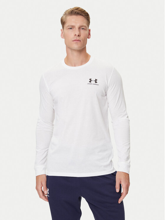 Under Armour Under Armour Longsleeve Ua Sportstyle Left Chest Ls 1329585-100 Biały Loose Fit