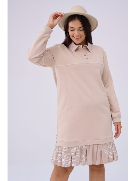 blue shadow blue shadow Sukienka Iga Plus Size Beżowy Standard Fit