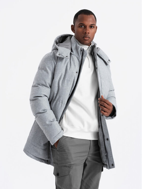 Ombre Ombre Parka OM-JALJ-0217 Szary Regular Fit