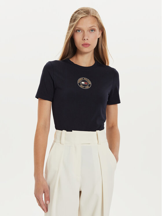 Tommy Hilfiger Tommy Hilfiger T-Shirt Nautical Graphic WW0WW43652 Modrá Slim Fit