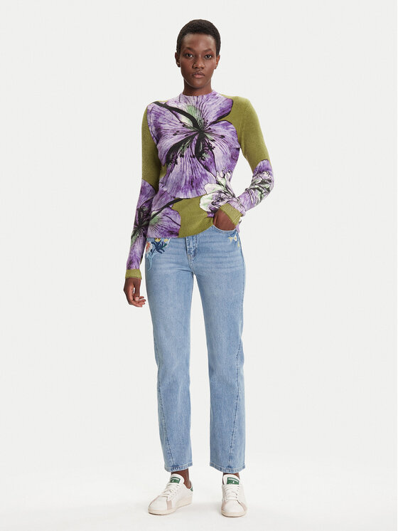 Desigual Desigual Džemperis Orquidea Lacroix 25WWJF42 Zaļš Regular Fit