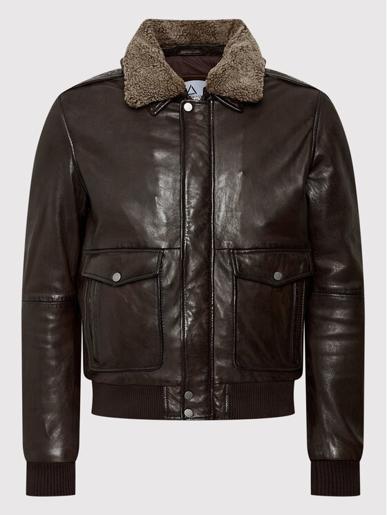 Serge Pariente Serge Pariente Bőrkabát New Pilot Barna Regular Fit