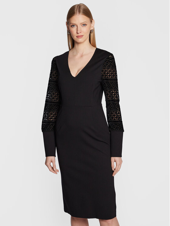 TWINSET TWINSET Koktel haljina 222TT2180 Crna Slim Fit