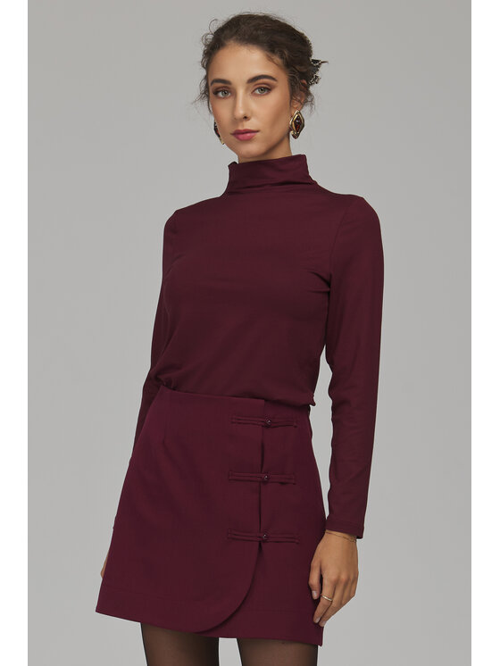 NIFE NIFE Bluzka B235 Bordowy Slim Fit