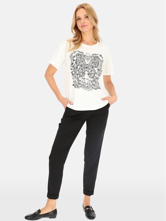 Perso Perso T-Shirt TCE240246F Écru Regular Fit