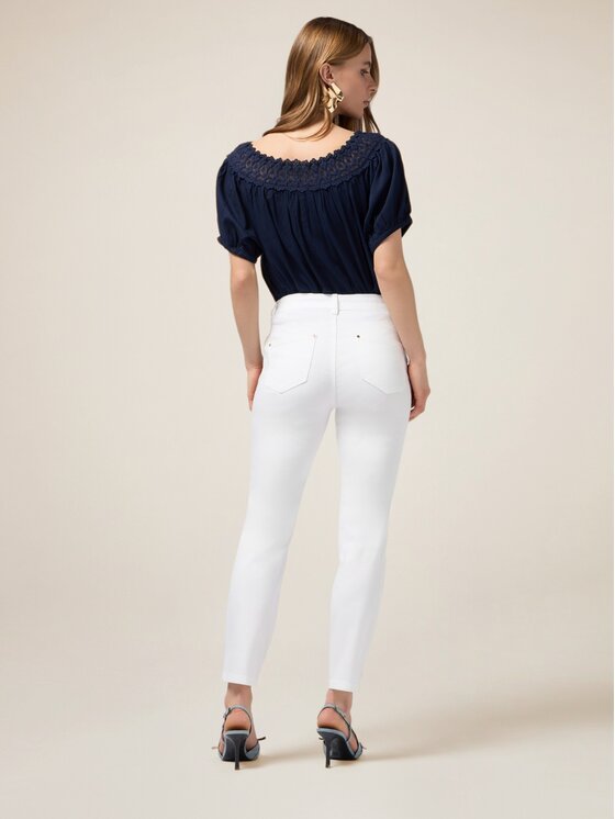 Oltre Oltre Pantaloni di tessuto P761R005738N001 Bianco Regular Fit
