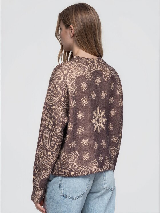 Ombre Ombre Sweter OW-SW-E0050 Brązowy Regular Fit