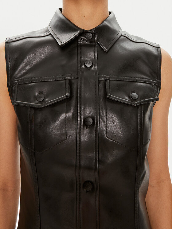 Calvin Klein Jeans Calvin Klein Jeans Šaty z imitace kůže J20J223542 Černá Regular Fit