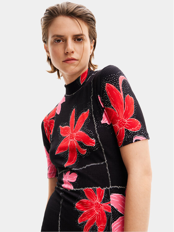 Desigual Desigual Rochie de vară Quebec 24SWVK40 Negru Regular Fit