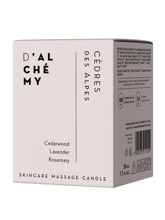 D'ALCHÉMY D'ALCHÉMY Cedry Alpejskie Świeca do masażu i pielęgnacji skóry CÈDRES DES ALPES SKINCARE MASSAGE CANDLE Olejek