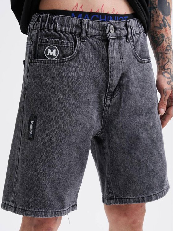 MyStars MyStars Szorty jeansowe Krótkie Spodenki Jeansowe Męskie Ciemne Szare MyStars Black Basic 36 Czarny Loose Fit