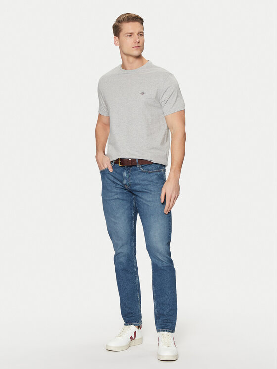 Gant Gant Póló Shield 2003185 Szürke Slim Fit