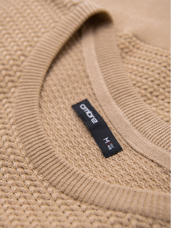 Ombre Ombre Sweter OM-SWSW-0119 Beżowy Regular Fit