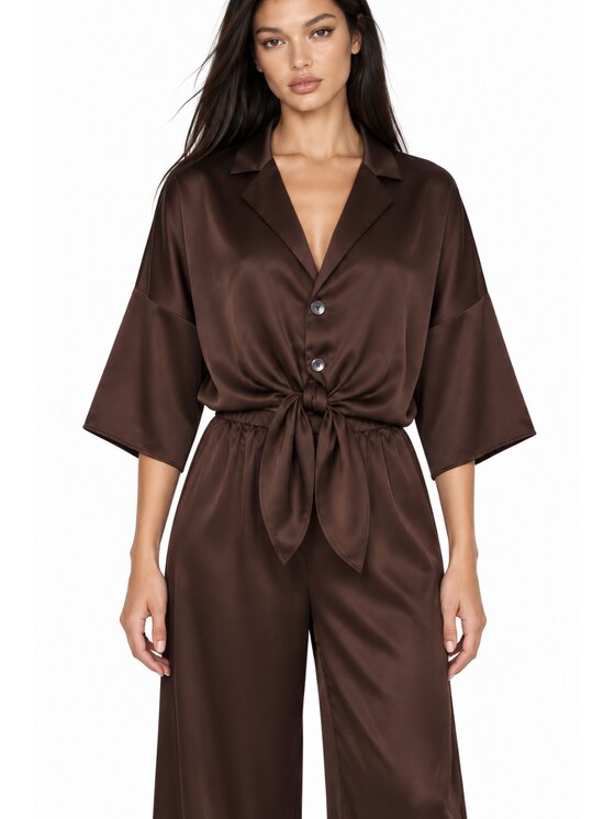 Agatha Studio Agatha Studio Komplet bluzka i spodnie A26ZS-KC-K03 Brązowy Regular Fit