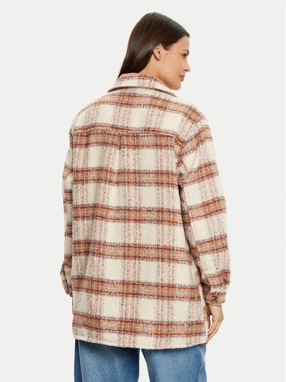Roxy Roxy Geacă Check The Swell IIII ERJJK03615 Bej Relaxed Fit