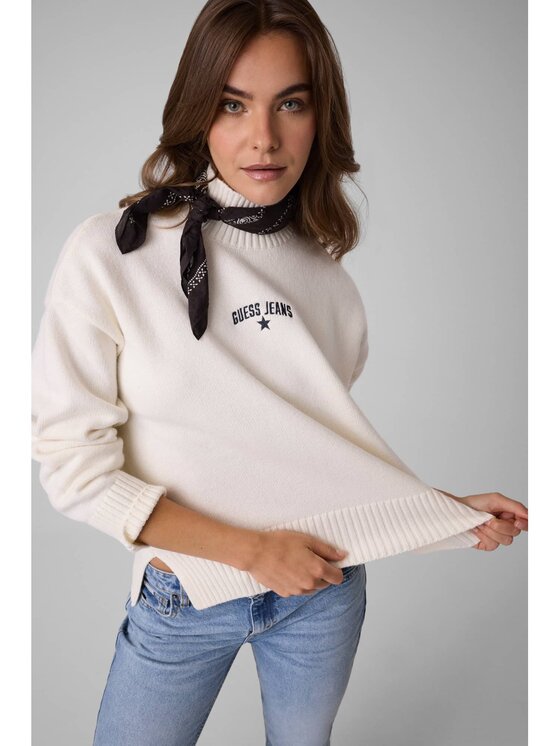 Guess Jeans Guess Jeans Sweter 184168 Biały Classic Fit