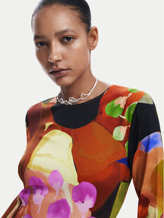 Desigual Sukienka codzienna Petals Lacroix 24WWVW18 Kolorowy