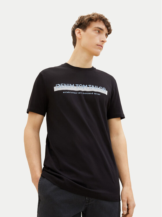 Tom Tailor Denim Tom Tailor Denim T-Shirt 1037653 Černá Basic Fit