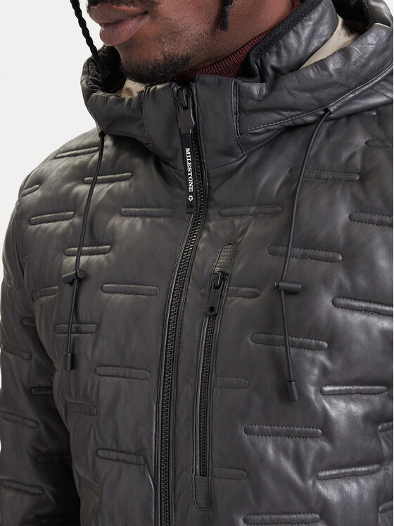 Milestone Milestone Кожено яке MSTamino 631019 60305 Тъмносив Regular Fit
