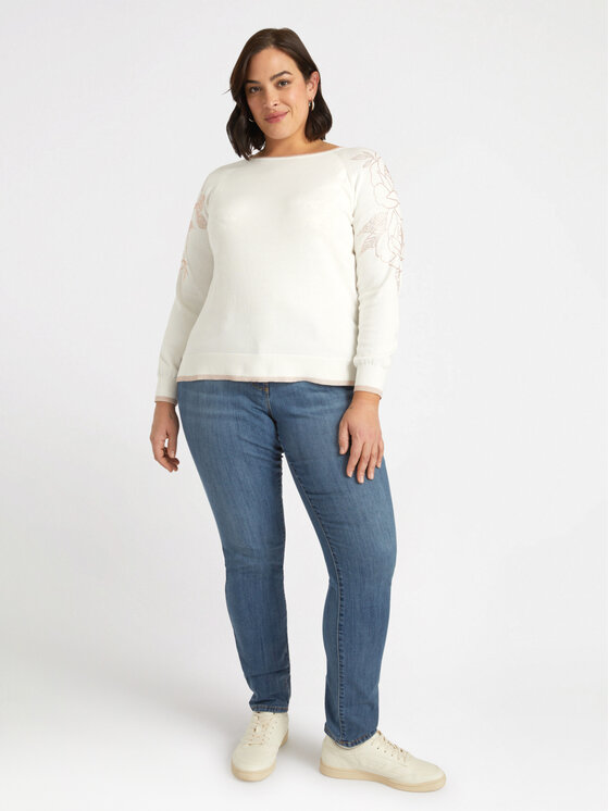 Fiorella Rubino Fiorella Rubino Sweter M075L007913N011 Biały Regular Fit