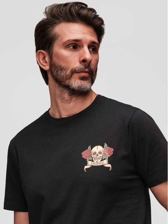 Ombre Ombre T-Shirt OM-TSPT-0257 Czarny Regular Fit