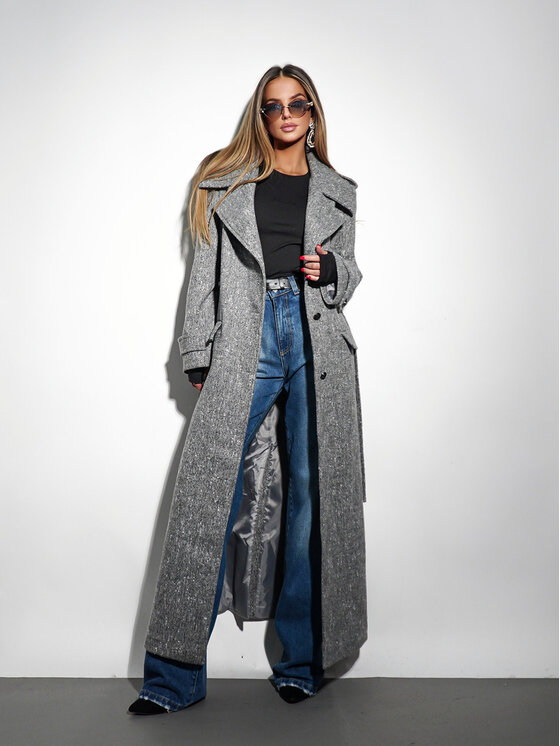 LilaLou LilaLou Płaszcz przejściowy LeLong Szary ciemny Regular Fit