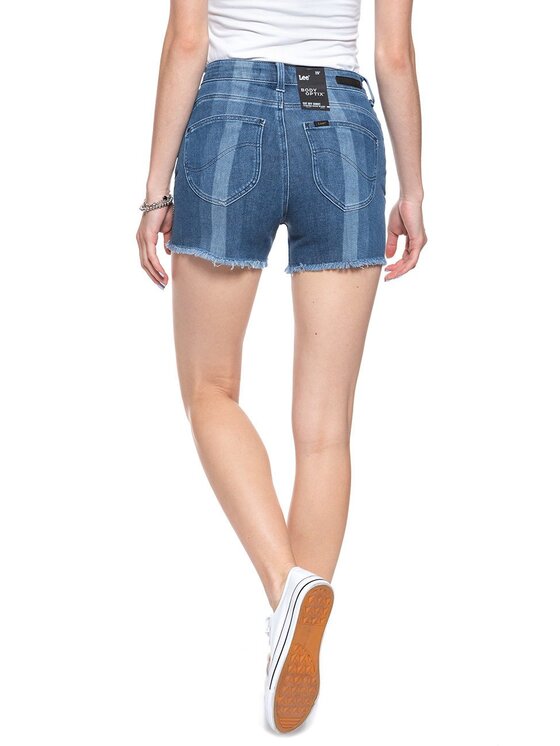 Lee Lee Szorty jeansowe CUT OFF SHORT Niebieski Slim Fit