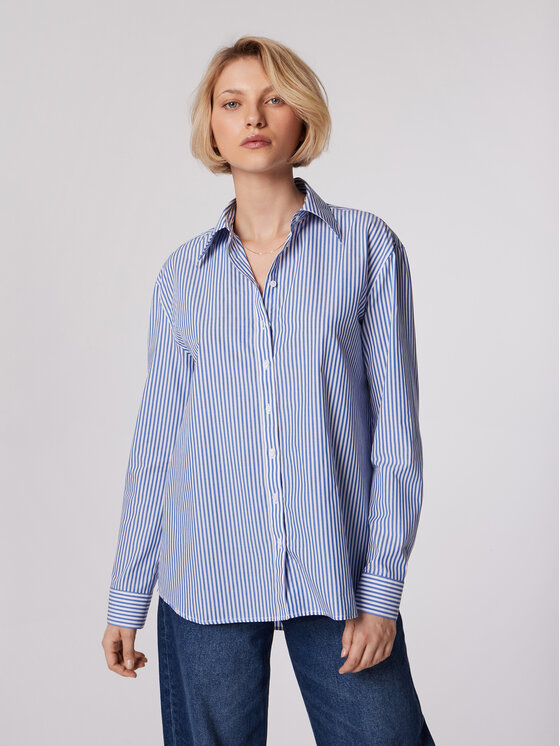 Simple Simple Ing KOD505-01 Kék Relaxed Fit
