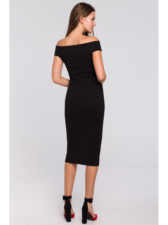 Makover Makover Sukienka dzianinowa K001 Czarny Regular Fit